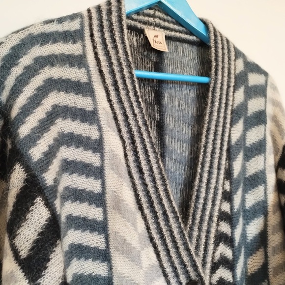 Vintage Fiore Womens Wool Cardigan S Oversized Artsy Geometric Cobain Italy Made - Picture 3 of 11